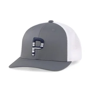 PUMA Męska czapka Sundown Trucker P, Cichy, granatowy, jasny biały, wysokie siedzisko, jeden rozmiar - Czapki damskie - miniaturka - grafika 1