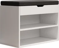 Szafki na buty - Oskar Store Ławka na buty Titus, 60 x 45 cm z półką, Biały - miniaturka - grafika 1