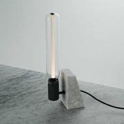 Lampy stojące - Stoned Polished White Marble / Glass Crystal Bulb - miniaturka - grafika 1