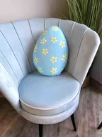 Poduszki dekoracyjne - Poduszka Jajko Pisanka Wielkanoc Błękitna W Żółte Kwiatki - miniaturka - grafika 1