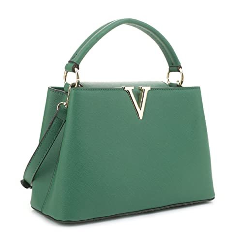 EVVE Damska mała torba tornister klasyczne torebki z górnym uchwytem modne torebki crossbody z paskiem na ramię, Kelly Green, Small