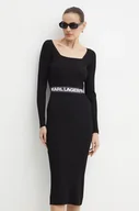 Sukienki - Karl Lagerfeld sukienka kolor czarny mini dopasowana 246W1326 - miniaturka - grafika 1