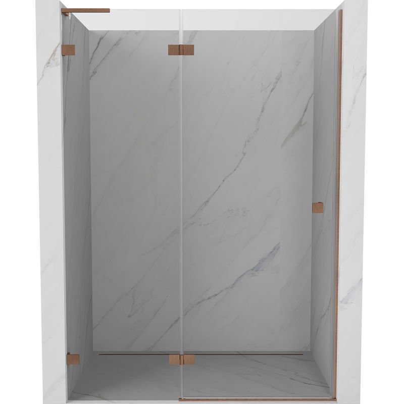 Mexen Lunar L drzwi prysznicowe uchylne lewe 140 cm, transparent, miedź szczotkowana - 834L-140-000-65-00-L