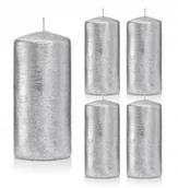 Świece - Świece ozdobne srebrne walec kokon 12/6 zestaw 5 - miniaturka - grafika 1