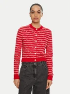 Swetry damskie - Tommy Jeans Kardigan DW0DW19340 Czerwony Slim Fit - miniaturka - grafika 1