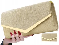 Torebki damskie - Torebka Wieczorowa Złota Kopertówka Wizytowa Mała - miniaturka - grafika 1