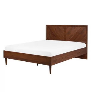 Beliani Łóżko LED 160 x 200 cm ciemne drewno MIALET - Łóżka - miniaturka - grafika 1