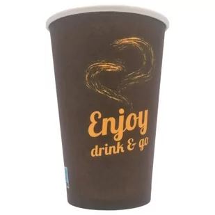 Kubek papierowy 400ml brąz Enjoy Drink&Go 50szt $ - Naczynia i sztućce jednorazowe - miniaturka - grafika 1