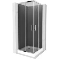 Kabiny prysznicowe - Mexen Rio kabina prysznicowa kwadratowa 80x80 cm, grafit, chrom + brodzik Rio, biały - miniaturka - grafika 1