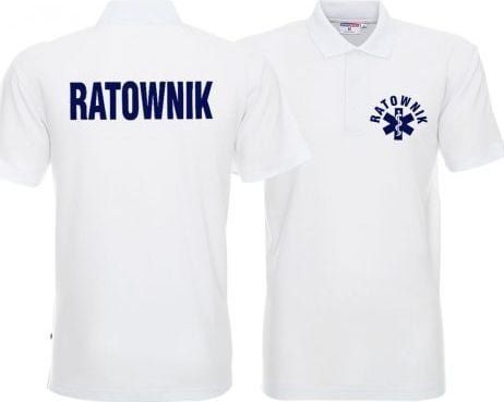 Promostars LPP - Koszulka Polo męska RATOWNIK biała