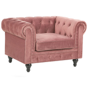 Fotele - Beliani Fotel welurowy różowy CHESTERFIELD - miniaturka - grafika 1