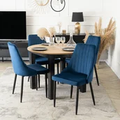 Krzesła - Krzesło Tapicerowane do Jadalni BARI Granatowe Welurowe Nowoczesne Loft - miniaturka - grafika 1