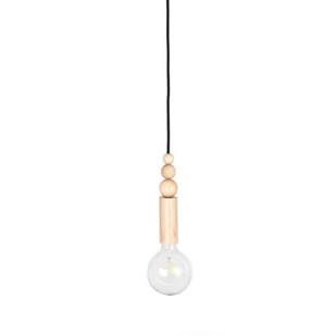 Drewniana lampa wisząca z koralikami Loft Rullo z przewodem w czarnym bawełnianym oplocie KOLOROWE KABLE - Lampy sufitowe - miniaturka - grafika 1
