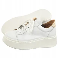 Sneakersy damskie - Buty Sneakersy Półbuty na Platformie Damskie Maciejka Białe 06191-11 - miniaturka - grafika 1