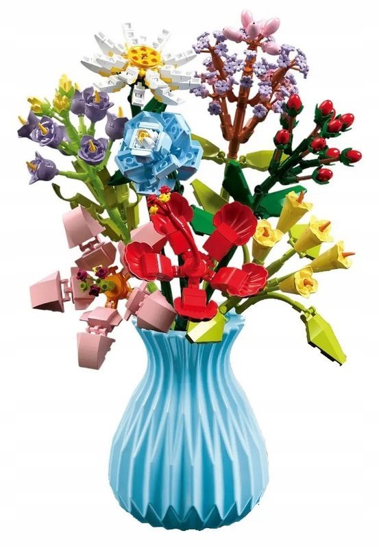 Klocki konstrukcyjne KOLOROWE KWIATY w wazonie 699 el. 109-4