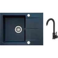 Zlewozmywaki z baterią - Zlewozmywak ICEBERG San ZZB1411ABM Onyx + bateria stojąca - miniaturka - grafika 1