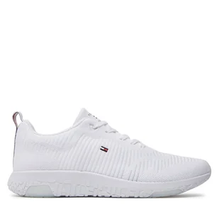 Sneakersy Tommy Hilfiger Corporate Knit Rib Runner FM0FM02838 Biały - Sneakersy męskie - miniaturka - grafika 1