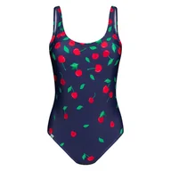 Stroje kąpielowe - Dedoles jednoczęściowy strój kąpielowy damski granatowy w wiśnie roz. S - miniaturka - grafika 1
