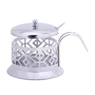 Kamille Cukiernica ze szkła i stali z łyżeczką 200ml 7007 - Cukiernice - miniaturka - grafika 1
