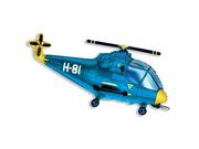 Balony i akcesoria - Balon foliowy do patyka Helikopter niebieski - 25 x 43 cm - 1 szt. - miniaturka - grafika 1