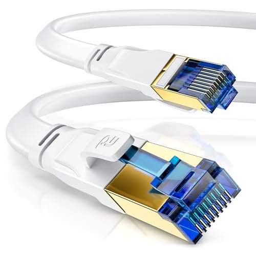 CSL CAT 8.1 kabel sieciowy płaski 40 Gbits - LAN kabel krosowy - CAT 8 Gigabit RJ45 Ethernet Cable - prędkość 4000 Mbits - kabel płaski - kabel instalacyjny - Cat 6 Cat 7 Cat 8