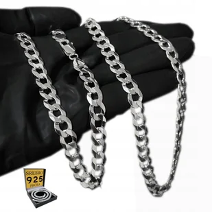 GRUBY Łańcuszek Srebrny 7mm PEŁNY SREBRO pr.925 Łańcuch DIAMENTOWANY - Łańcuszki - miniaturka - grafika 1