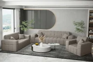 Komplety wypoczynkowe - Komplet wypoczynkowy 3+2+1 Nimes tkanina Neve ciemnobeżowy - miniaturka - grafika 1