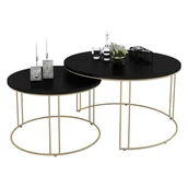 Ławy i stoliki kawowe - Dwa stoliki kawowe w stylu glamour złoty + czarny A5-B76 - miniaturka - grafika 1