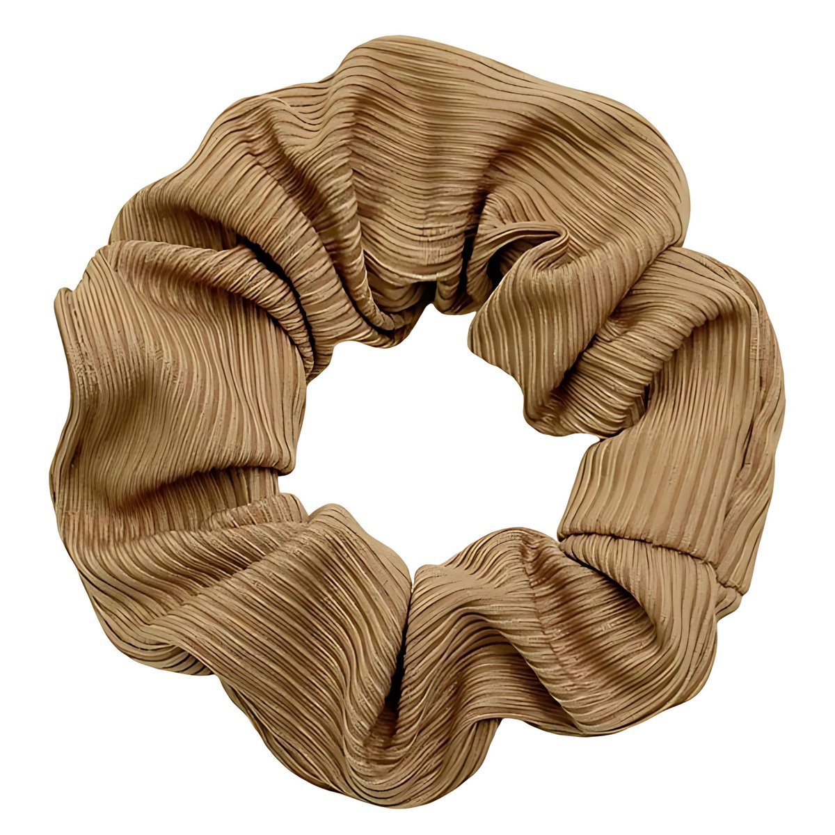 Gumka do Włosów Beżowa w Prążki Frotka Matowa Bezpieczna Lekka i Wygodna