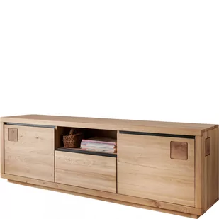Szafka RTV II Drewniana z Dzikiego Dębu WZ-0159-6001 WZ-0159 Dąb G+K Meble Dąb Dziki Olejowany, Czarny - Szafki RTV - miniaturka - grafika 1