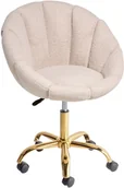 Fotele i krzesła biurowe - Beliani Krzesło obrotowe ANNABELLE Boucle Beżowy - miniaturka - grafika 1