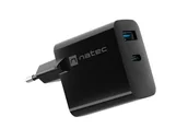 Ładowarki do telefonów - Natec Ribera GaN 45W USB-A USB-C czarna - miniaturka - grafika 1