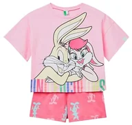 Spodenki damskie - United Colors of Benetton Dziewczęca pidżama pigmentowa (t-shirt + szorty) 3z010p03z zestaw wielokolorowy: różowy i fuksja A Fantasia 05f, M, Wielokolorowy: różowy i fuksja A Fantasia 05f, M - miniaturka - grafika 1