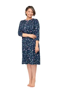 KOSZULA NOCNA DAMSKA XL DŁUGI RĘKAW BAWEŁNIANA LUŹNA ROZPINANA GRANATOWA1 - Bielizna nocna KOSZULA NOCNA DAMSKA XL DŁUGI RĘKAW BAWEŁNIANA LUŹNA ROZPINANA GRANATOWA1 - Bielizna nocna - miniaturka - grafika 1