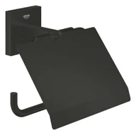 Stojaki i wieszaki na papier toaletowy - Grohe QuickFix Start Cube - Uchwyt na papier toaletowy z pokrywą, czarny mat 411022430 - miniaturka - grafika 1