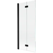 Parawany nawannowe - Mexen Mist parawan nawannowy 2-skrzydłowy lewy 80 x 150 cm, transparent, czarny - 8A9-080-002-70-00-L - miniaturka - grafika 1