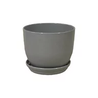 Donice - Doniczka Classic z podstawką 13,5 cm ceramiczna szara - miniaturka - grafika 1