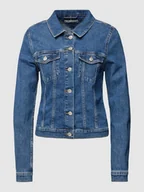 Kurtki damskie - Kurtka jeansowa o kroju slim fit z kieszeniami z patką - miniaturka - grafika 1