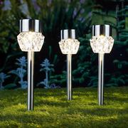 Lampy ogrodowe - Haushalt HI Solarne lampy ogrodowe na słupkach, 3 szt., kryształy 70366 - miniaturka - grafika 1