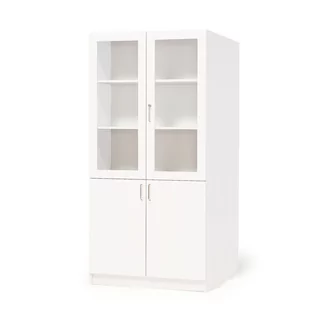 Szafa THEO z drzwiami szklanymi do połowy, 2100x1000x600 mm, biały - Szafy biurowe - miniaturka - grafika 1