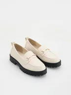 Buty dla dziewczynek - Reserved - Loafersy z imitacji skóry - kremowy - miniaturka - grafika 1