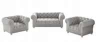 Komplety wypoczynkowe - Pikowany komplet wypoczynkowy 2+1+1 Chesterfield tkanina Whisper srebrny - miniaturka - grafika 1