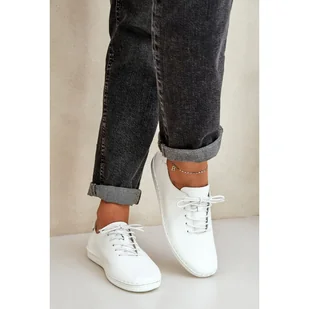 S.Barski Sznurowane Półbuty Z Naturalnej Skóry LR51-645 Białe - Półbuty damskie - miniaturka - grafika 1