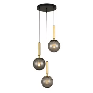 Italux Loftowa LAMPA wisząca RAVENA szklana OPRAWA balls ZWIS kaskada kule mosiądz przydymione PND-2324-3A BRO+SG - Lampy sufitowe - miniaturka - grafika 1