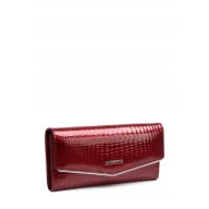 Portfele - Portfel Damski Skóra Naturalna Lakierowany Czerwony LUIGISANTO RFID pojemny - miniaturka - grafika 1