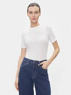 Koszulki i topy damskie - Calvin Klein T-Shirt Modal Rib Ss Tee K20K206404 Biały Slim Fit - miniaturka - grafika 1