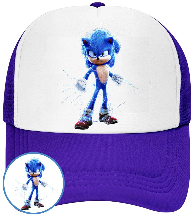 CZAPKA Z DASZKIEM SONIC DLA DZIECI NA LATO SIATKA NIEBIESKA BEJSBOLÓWKA