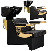 Myjki fryzjerskie - Myjnia myjka fryzjerska barberska Berlin Gold do salonu fryzjerskiego barberskiego ruchoma misa ceramiczna armatura bateria słuchawka - miniaturka - grafika 1