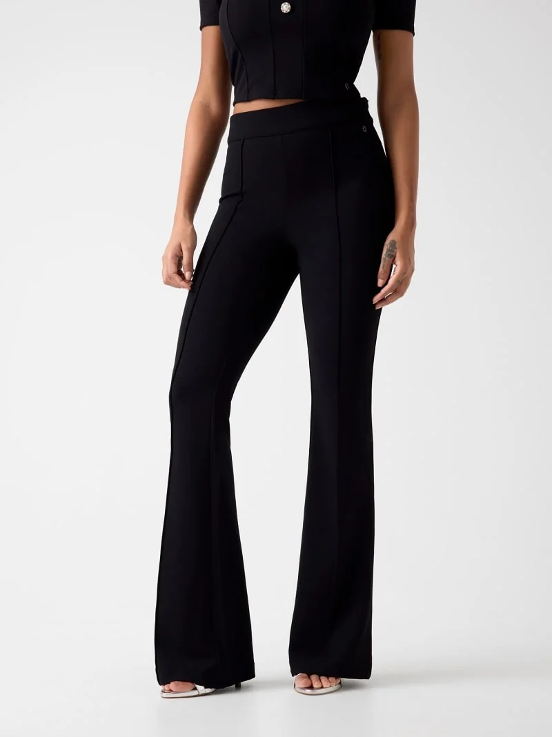 GUESS CZARNE ELEGANCKIE SPODNIE DZWONY Z WYSOKIM STANEM M 12CA