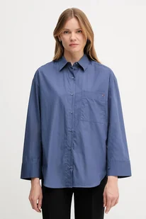 Tommy Hilfiger koszula bawełniana damska kolor granatowy relaxed z kołnierzykiem klasycznym WW0WW45892 - Koszule damskie - miniaturka - grafika 1